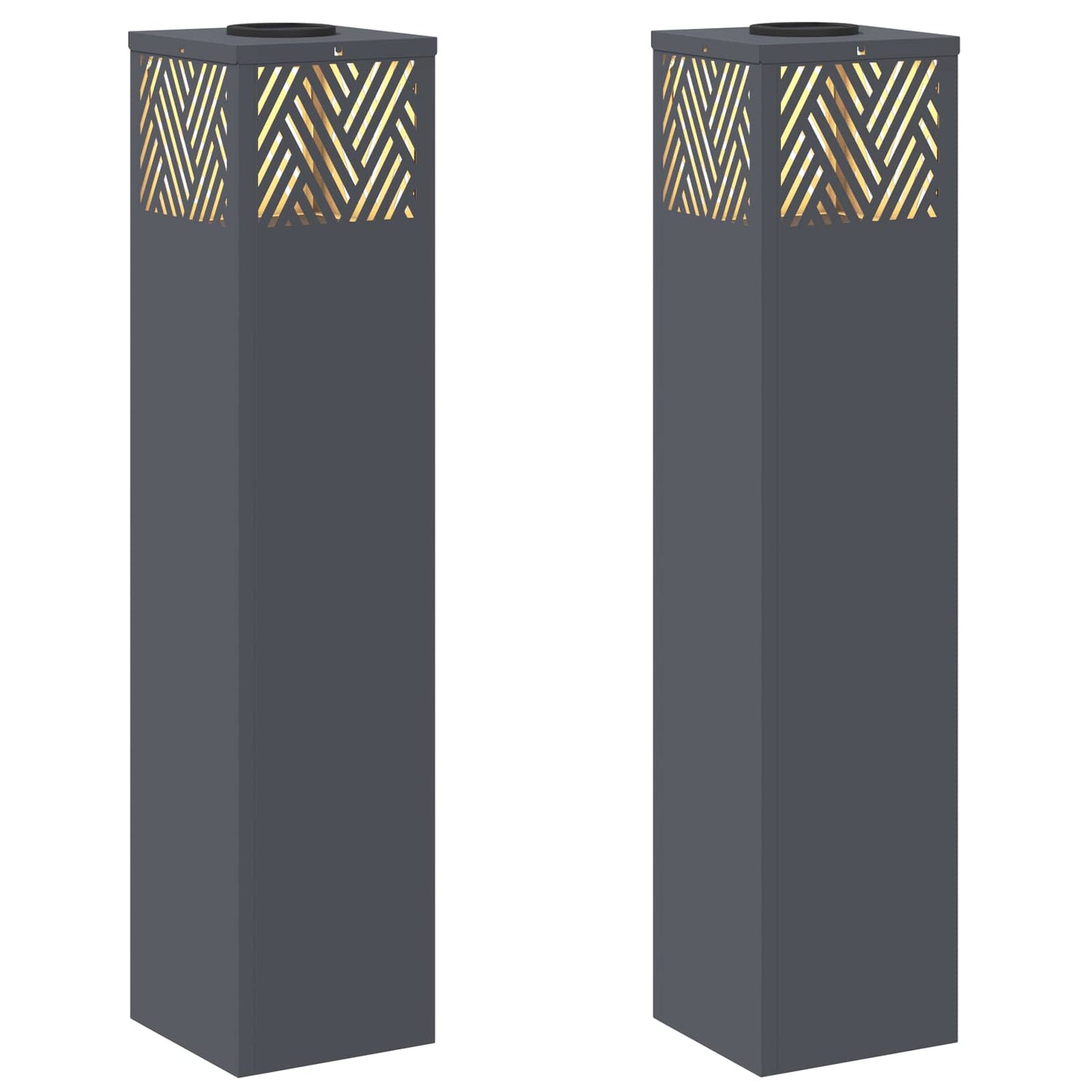 vidaXL Solar LED Pathway Light 2 pcs Warm White 18 x 18 x 80 cm - Anthracite - 55799