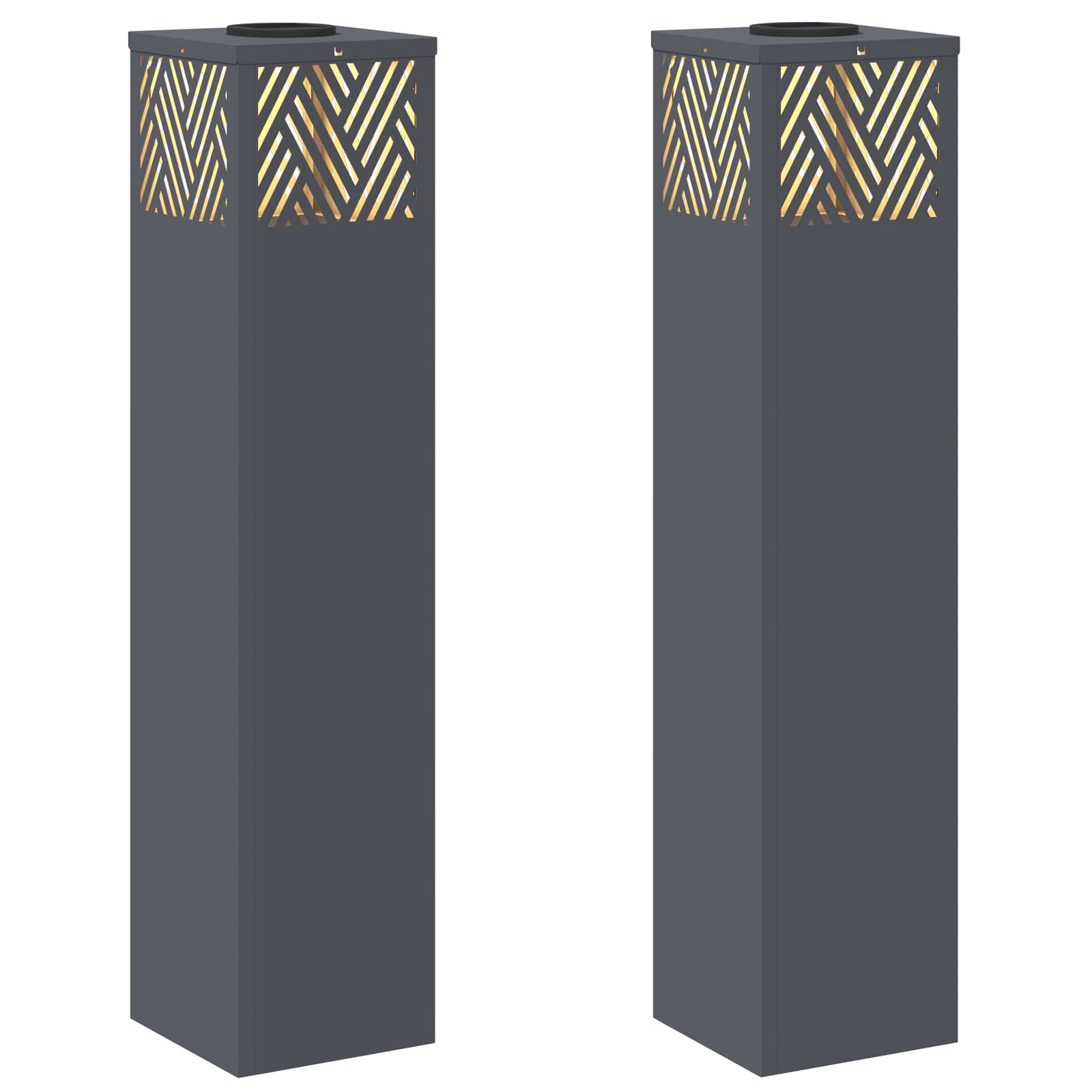 vidaXL Solar LED Pathway Light 2 pcs Warm White 18 x 18 x 80 cm - Anthracite - 55799