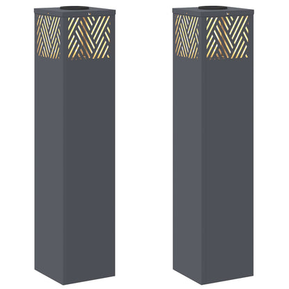 vidaXL Solar LED Pathway Light 2 pcs Warm White 18 x 18 x 80 cm - Anthracite - 55799