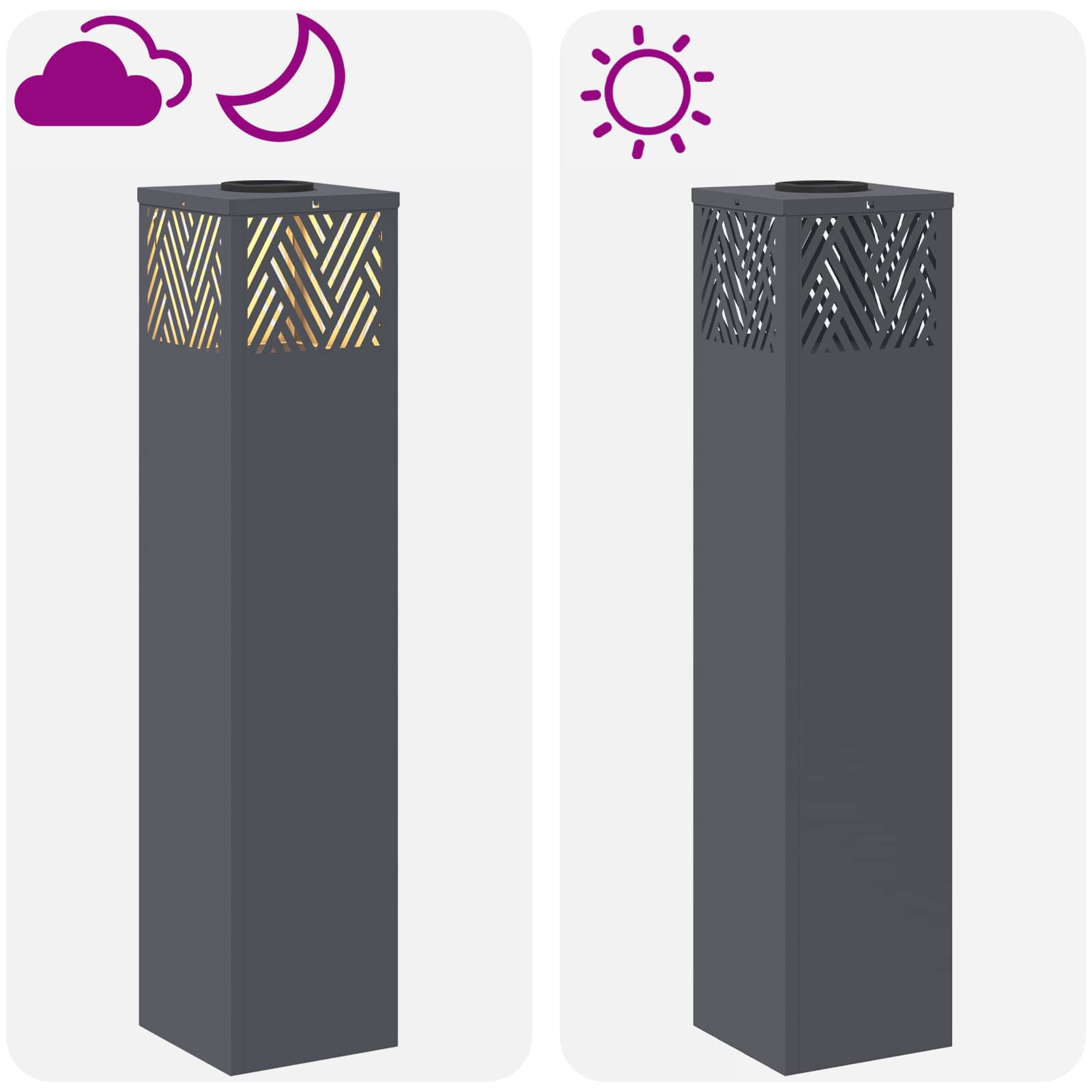 vidaXL Solar LED Pathway Light 2 pcs Warm White 18 x 18 x 80 cm - Anthracite - 55799