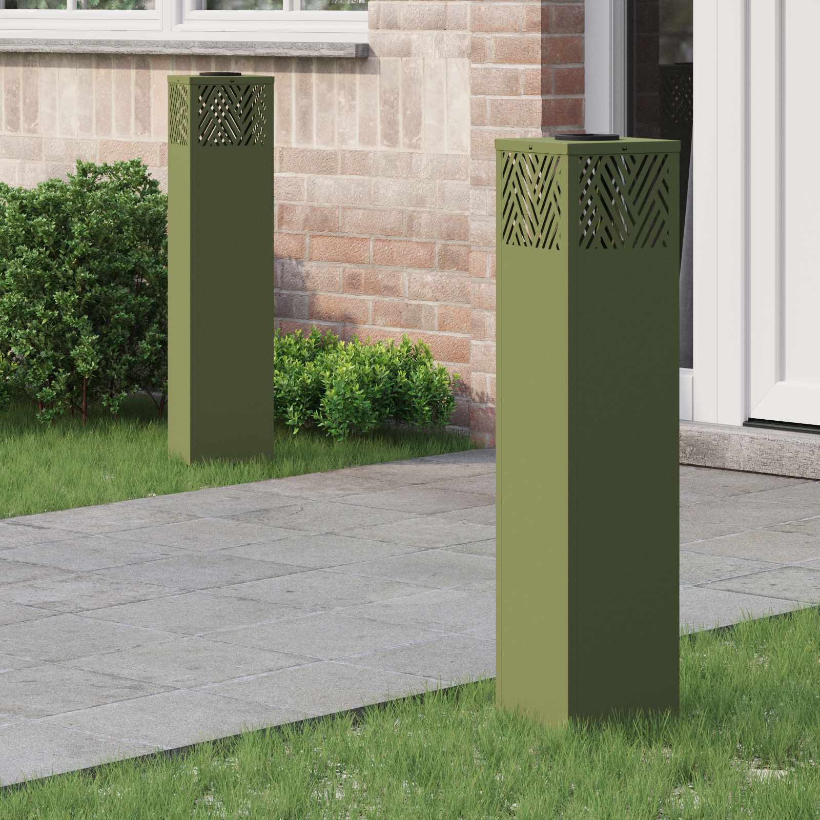 vidaXL Solar LED Pathway Light 2 pcs Warm White 18 x 18 x 80 cm - Green - 55800