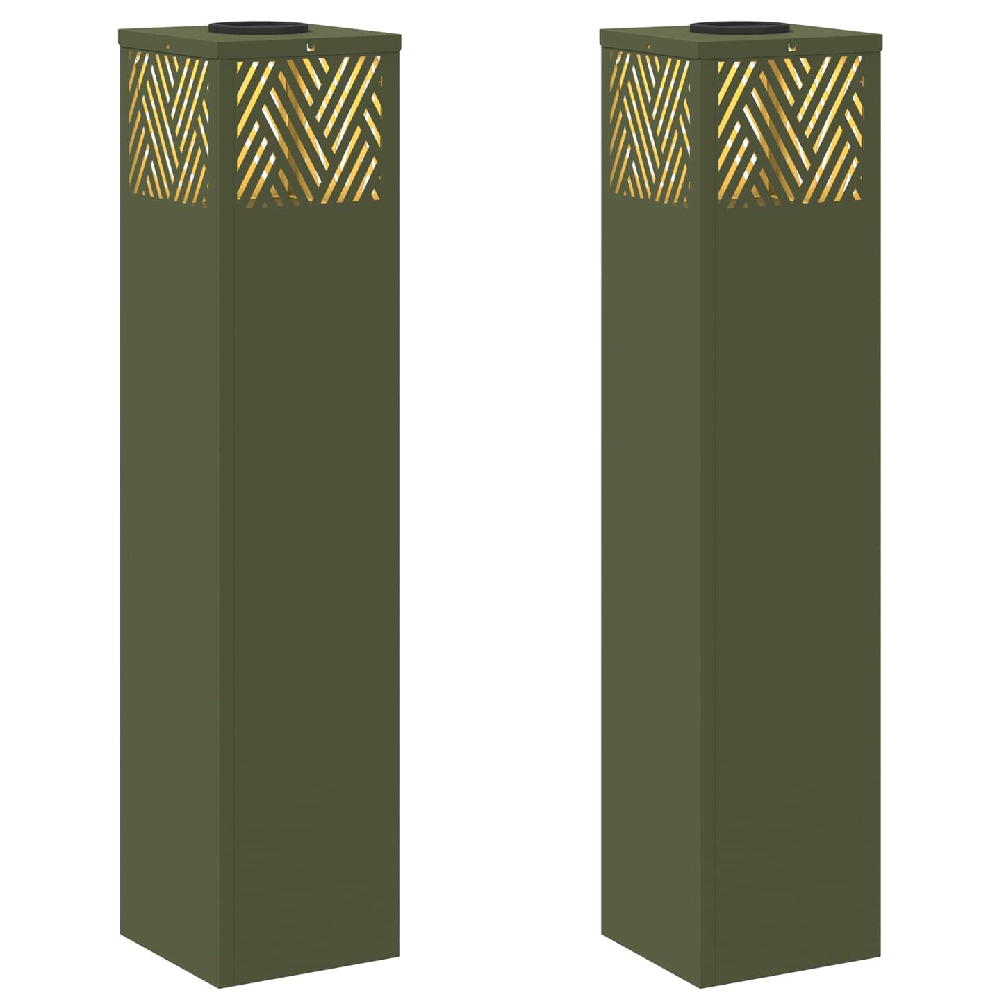 vidaXL Solar LED Pathway Light 2 pcs Warm White 18 x 18 x 80 cm - Green - 55800