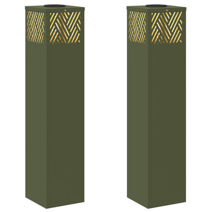 vidaXL Solar LED Pathway Light 2 pcs Warm White 18 x 18 x 80 cm - Green - 55800