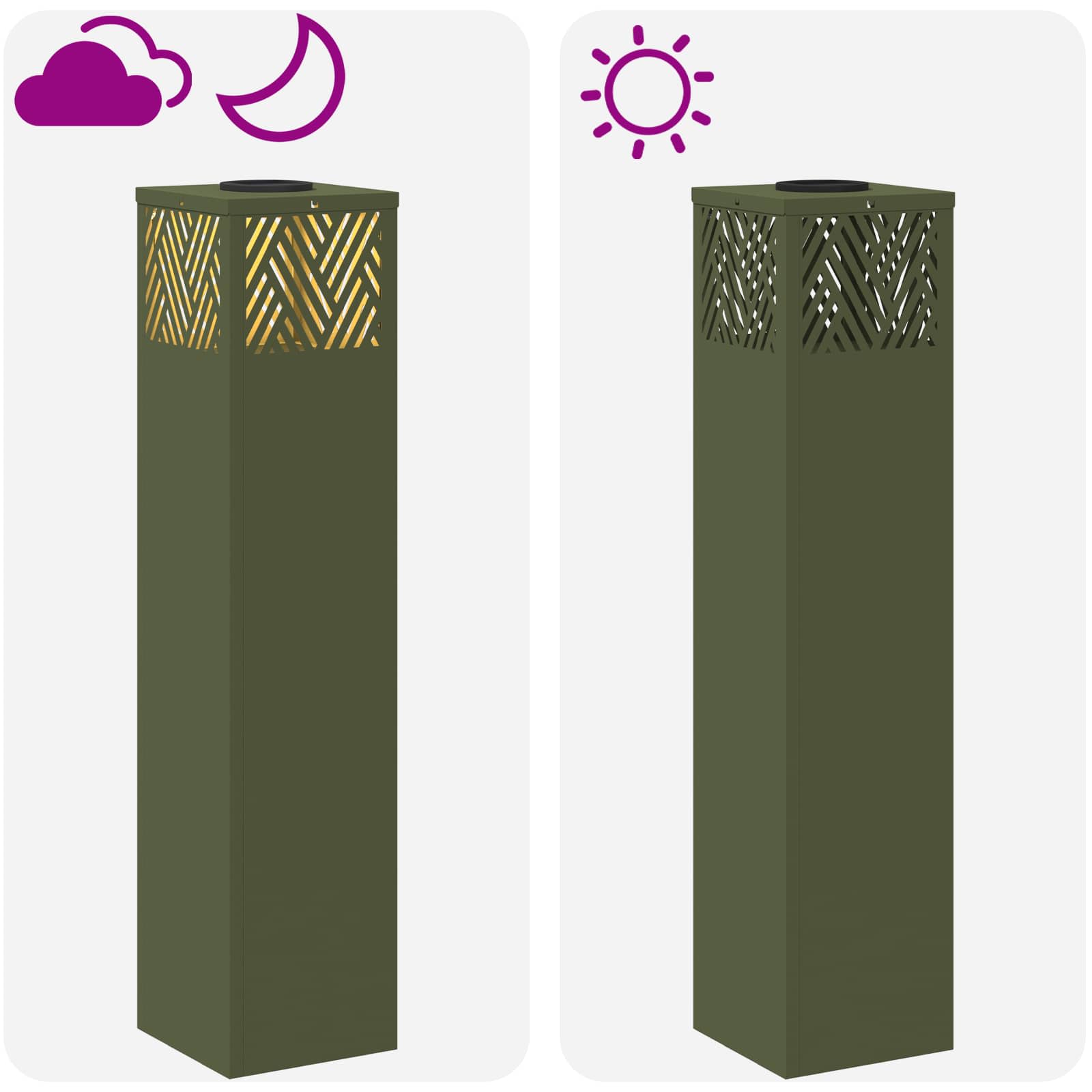 vidaXL Solar LED Pathway Light 2 pcs Warm White 18 x 18 x 80 cm - Green - 55800