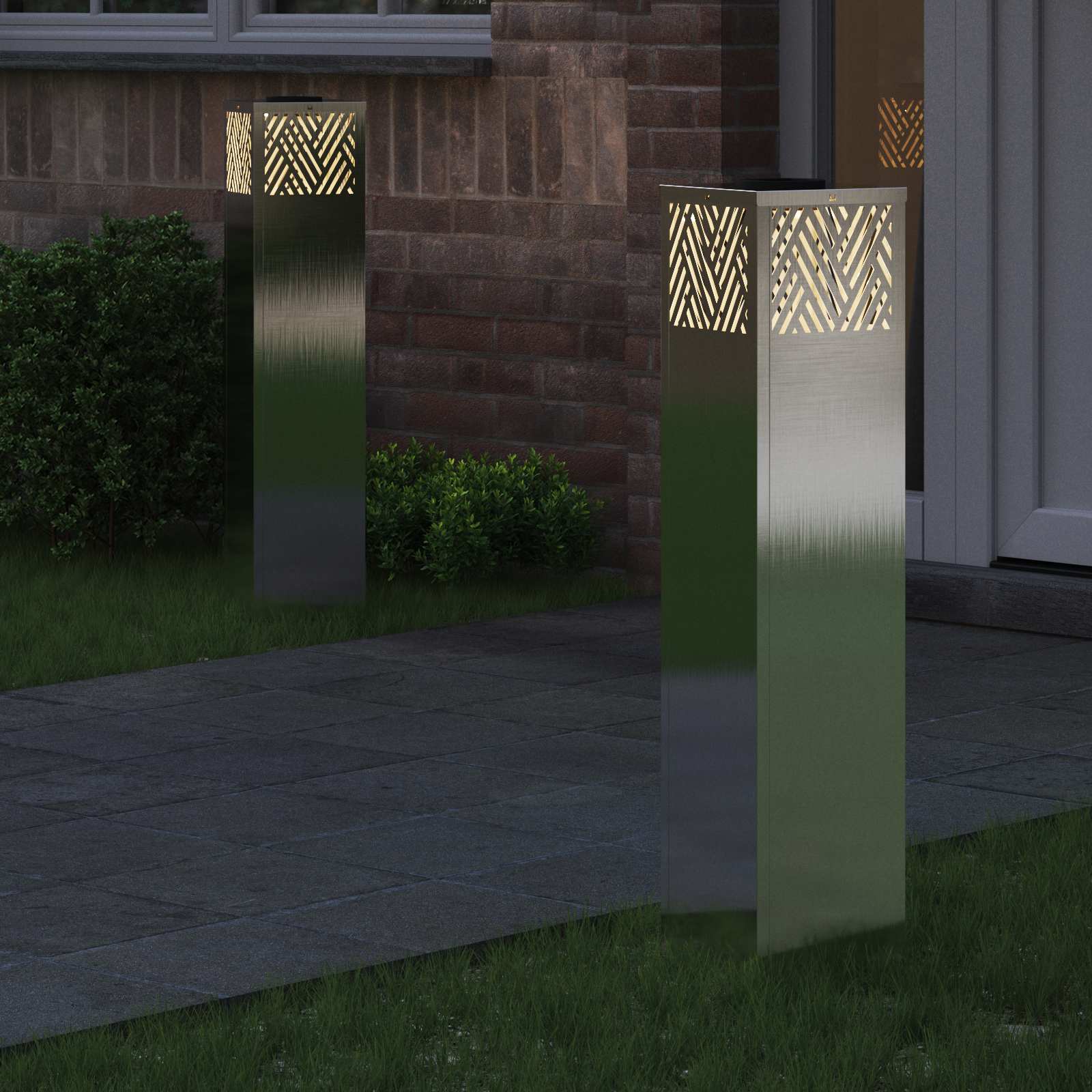 vidaXL Solar LED Pathway Light 2 pcs Warm White 18 x 18 x 80 cm - Silver - 55803