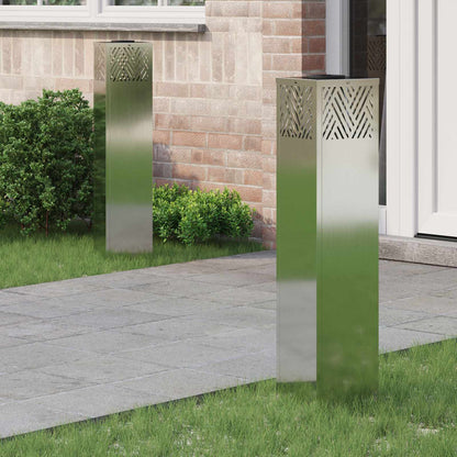vidaXL Solar LED Pathway Light 2 pcs Warm White 18 x 18 x 80 cm - Silver - 55806