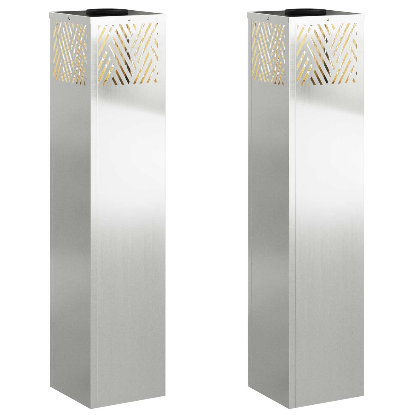 vidaXL Solar LED Pathway Light 2 pcs Warm White 18 x 18 x 80 cm - Silver - 55806