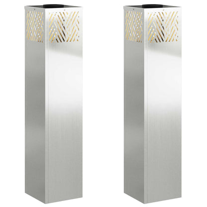 vidaXL Solar LED Pathway Light 2 pcs Warm White 18 x 18 x 80 cm - Silver - 55806