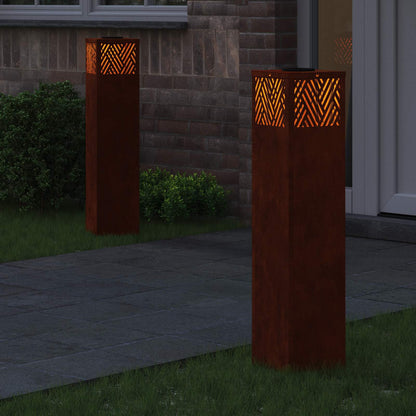 vidaXL Solar LED Pathway Light 2 pcs Warm White 18 x 18 x 80 cm - Brown