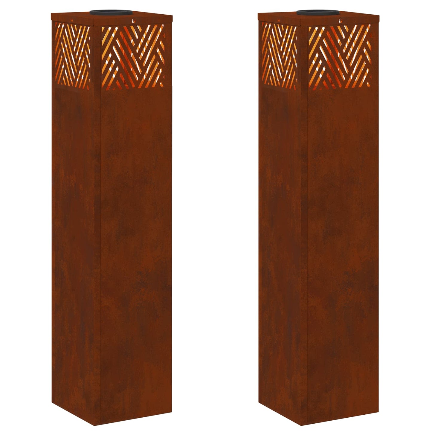 vidaXL Solar LED Pathway Light 2 pcs Warm White 18 x 18 x 80 cm - Brown