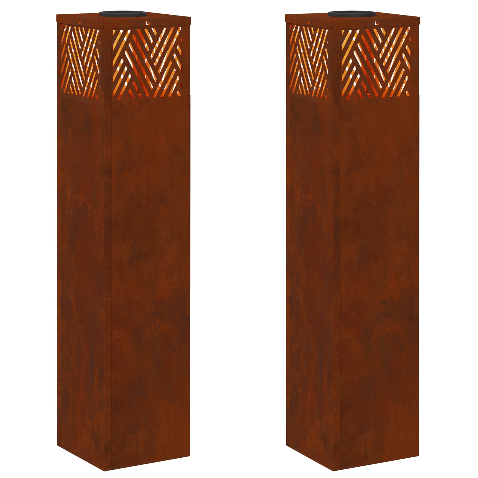 vidaXL Solar LED Pathway Light 2 pcs Warm White 18 x 18 x 80 cm - Brown