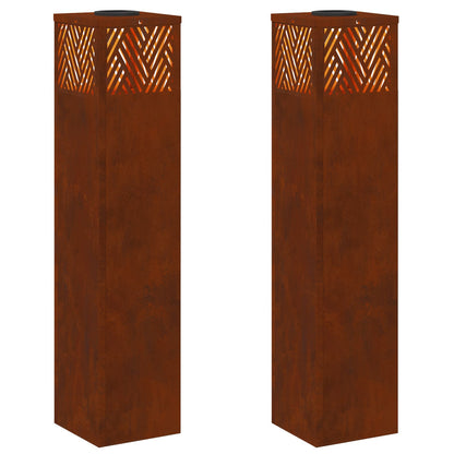 vidaXL Solar LED Pathway Light 2 pcs Warm White 18 x 18 x 80 cm - Brown