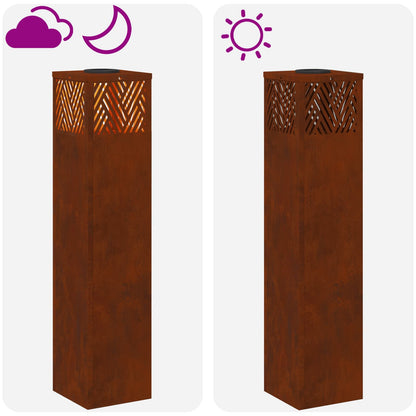 vidaXL Solar LED Pathway Light 2 pcs Warm White 18 x 18 x 80 cm - Brown