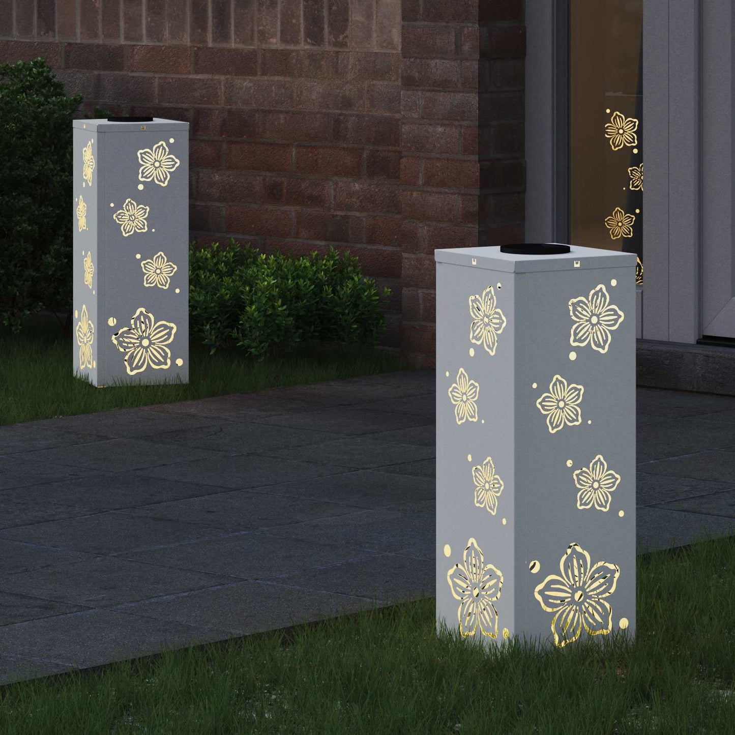 vidaXL Solar LED Pathway Light 2 pcs Warm White 18 x 18 x 50 cm - 55819