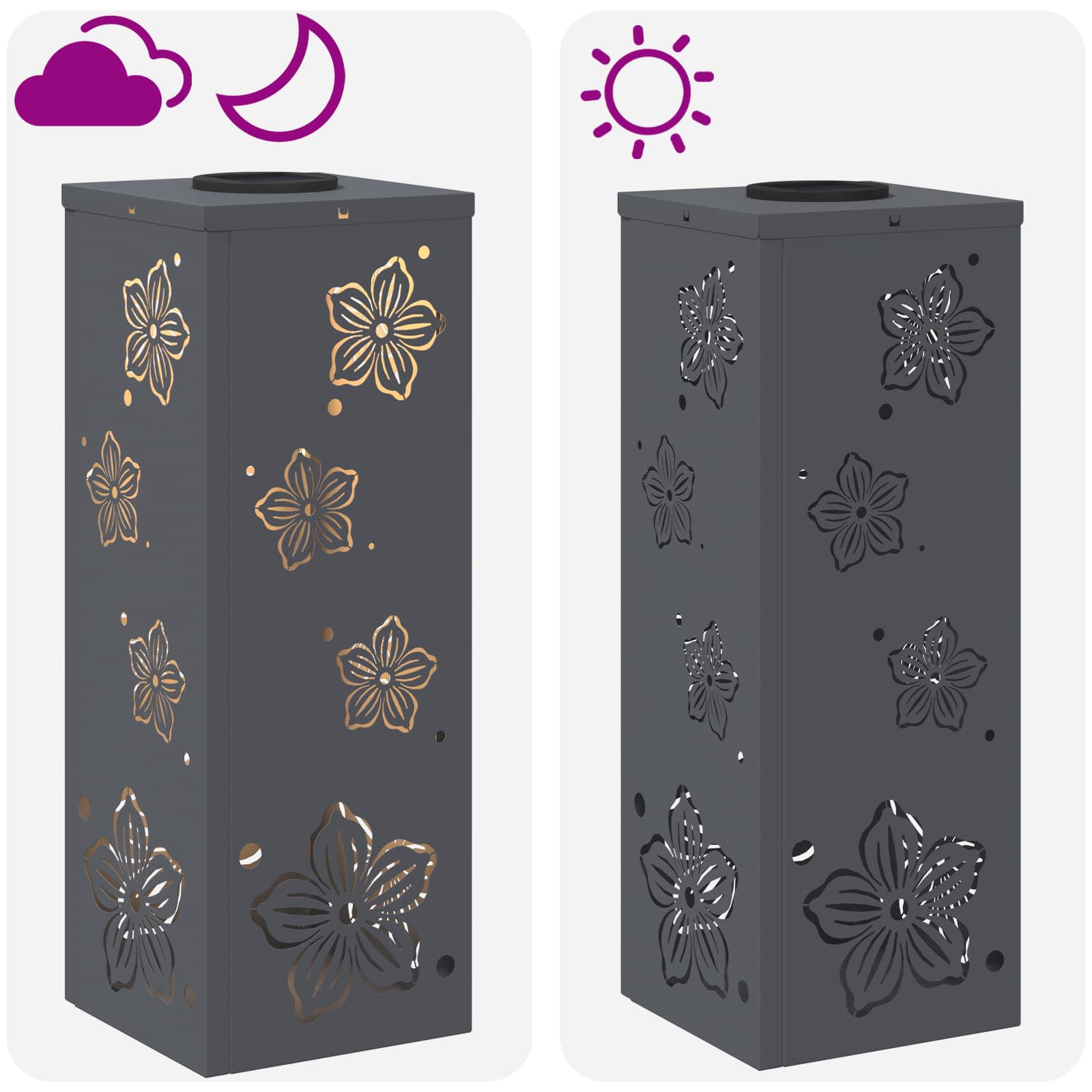 vidaXL Solar LED Pathway Light 2 pcs Warm White 18 x 18 x 50 cm - Anthracite - 55824