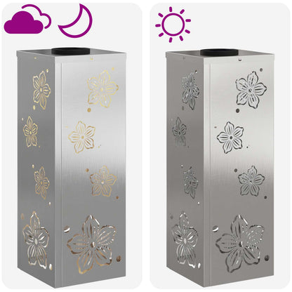 vidaXL Solar LED Pathway Light 2 pcs Warm White 18 x 18 x 50 cm - Silver - 55835
