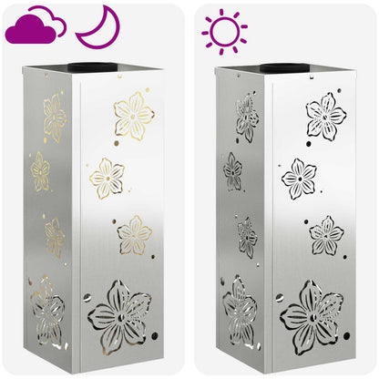 vidaXL Solar LED Pathway Light 2 pcs Warm White 18 x 18 x 50 cm - Silver - 55836