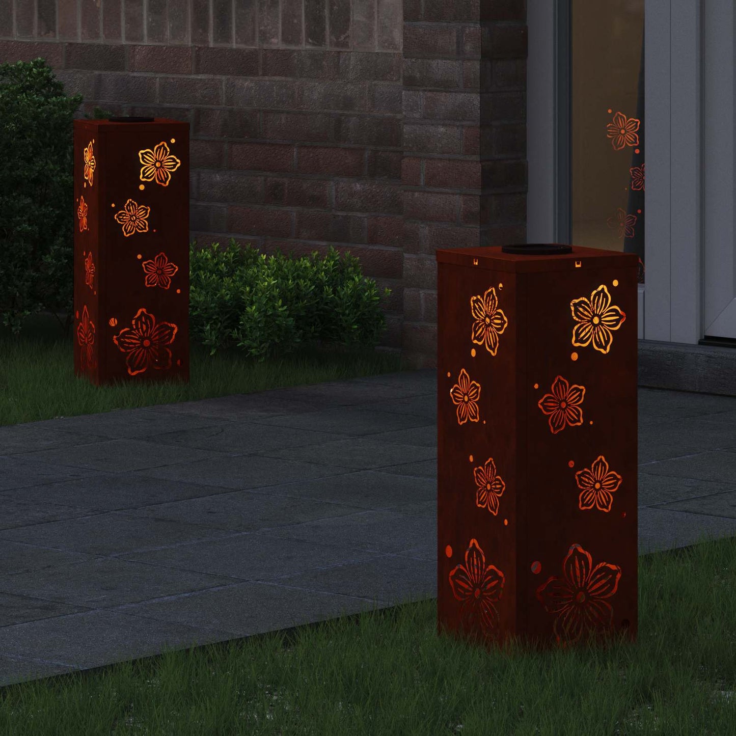 vidaXL Solar LED Pathway Light 2 pcs Warm White 18 x 18 x 50 cm - Sienna - 55838