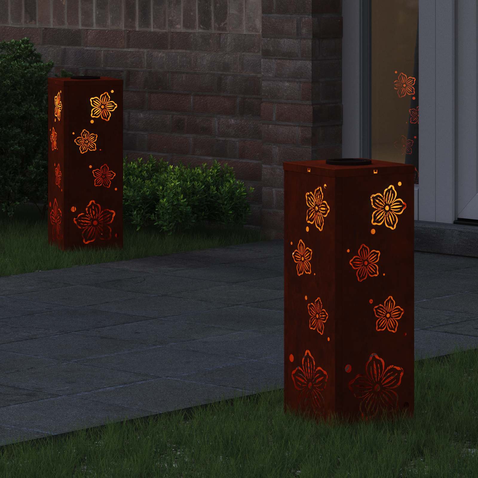 vidaXL Solar LED Pathway Light 2 pcs Warm White 18 x 18 x 50 cm - Sienna - 55838
