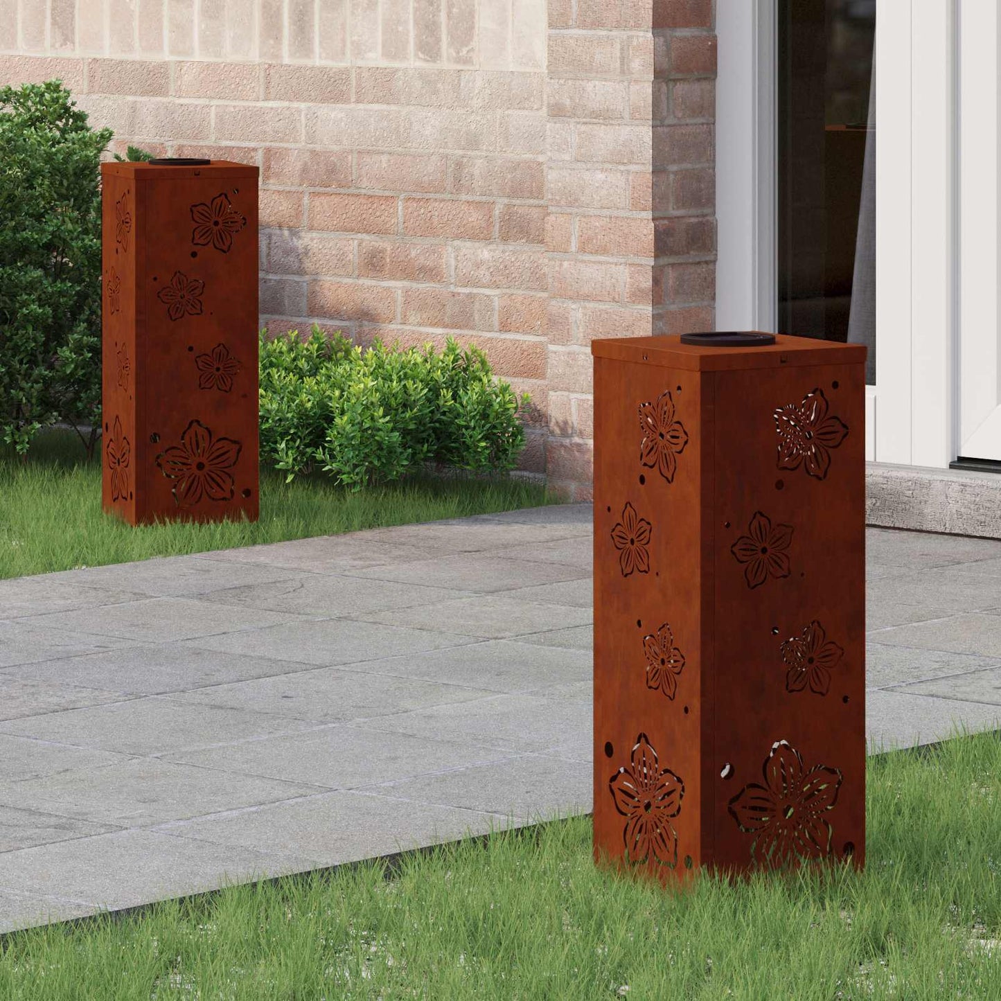 vidaXL Solar LED Pathway Light 2 pcs Warm White 18 x 18 x 50 cm - Sienna - 55838