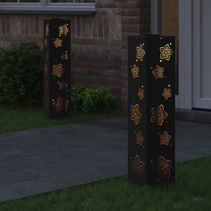 vidaXL Solar LED Pathway Light 2 pcs Warm White 18 x 18 x 80 cm - Black - 55840