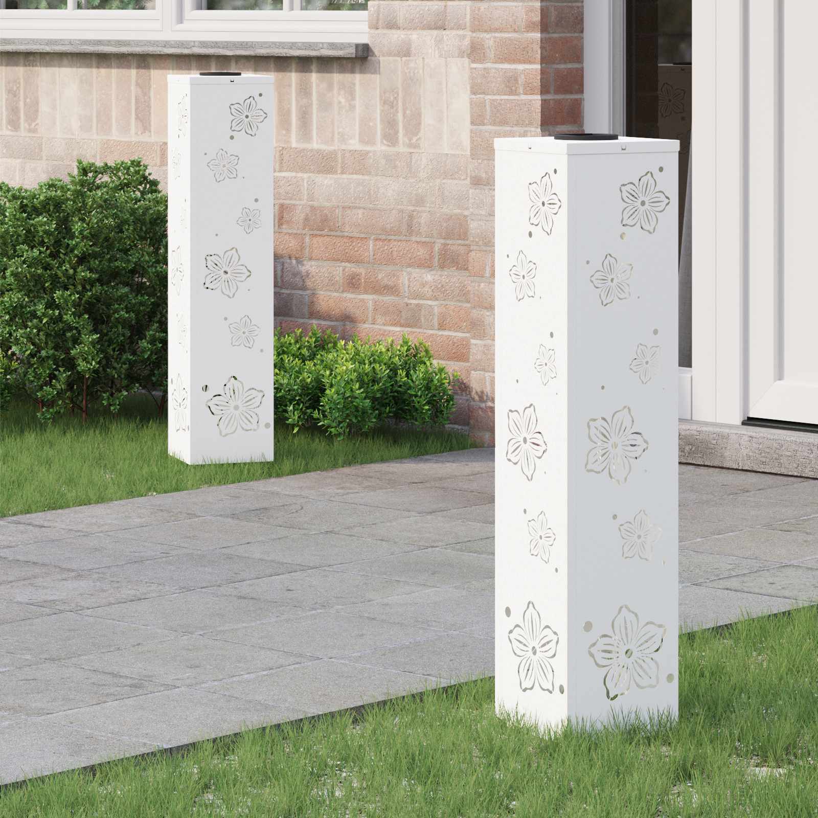 vidaXL Solar LED Pathway Light 2 pcs Warm White 18 x 18 x 80 cm - 55841