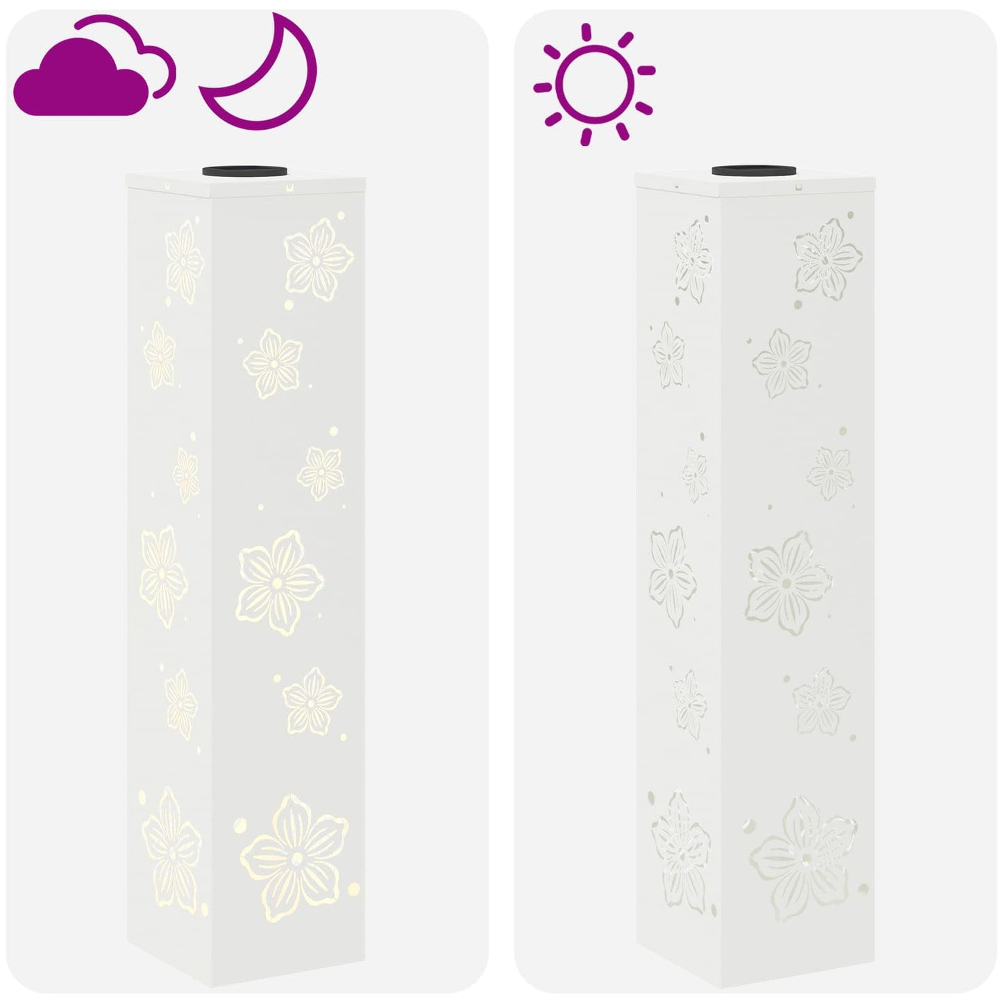 vidaXL Solar LED Pathway Light 2 pcs Warm White 18 x 18 x 80 cm - 55841