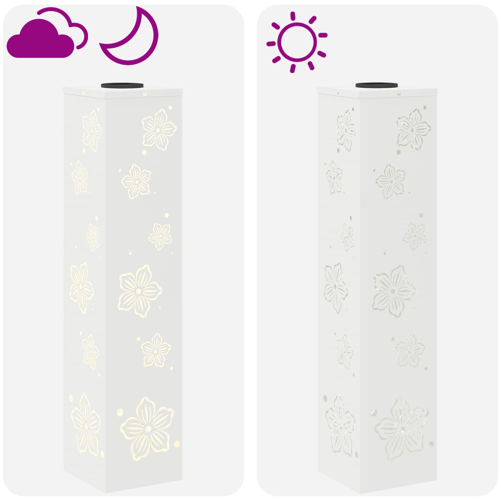 vidaXL Solar LED Pathway Light 2 pcs Warm White 18 x 18 x 80 cm - 55841