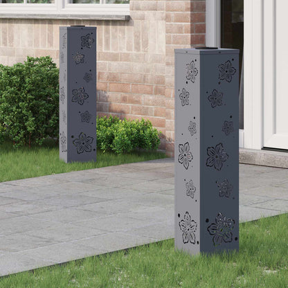vidaXL Solar LED Pathway Light 2 pcs Warm White 18 x 18 x 80 cm - Anthracite - 55845