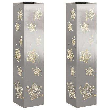 vidaXL Solar LED Pathway Light 2 pcs Warm White 18 x 18 x 80 cm - Silver - 55855