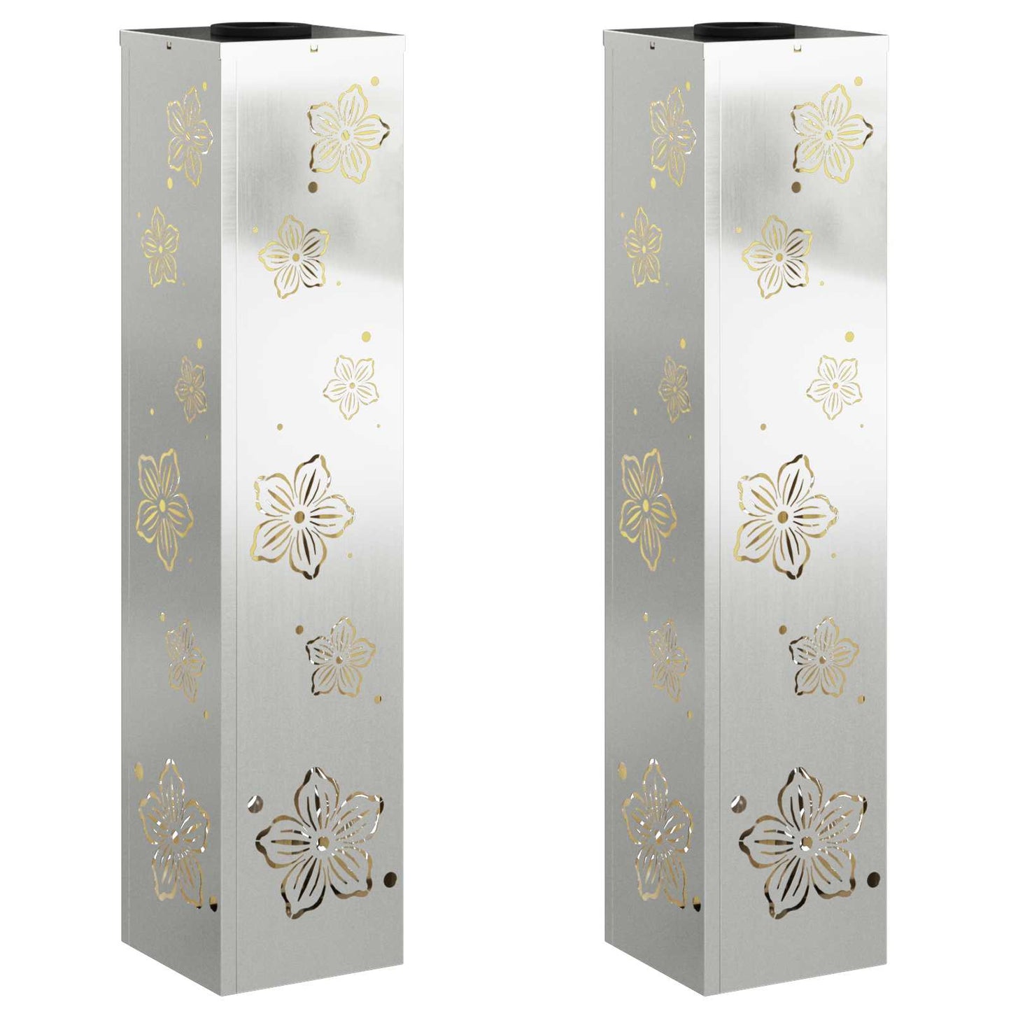 vidaXL Solar LED Pathway Light 2 pcs Warm White 18 x 18 x 80 cm - Silver - 55866