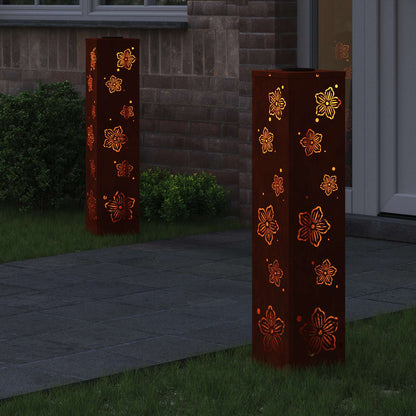 vidaXL Solar LED Pathway Light 2 pcs Warm White 18 x 18 x 80 cm - Sienna - 55875