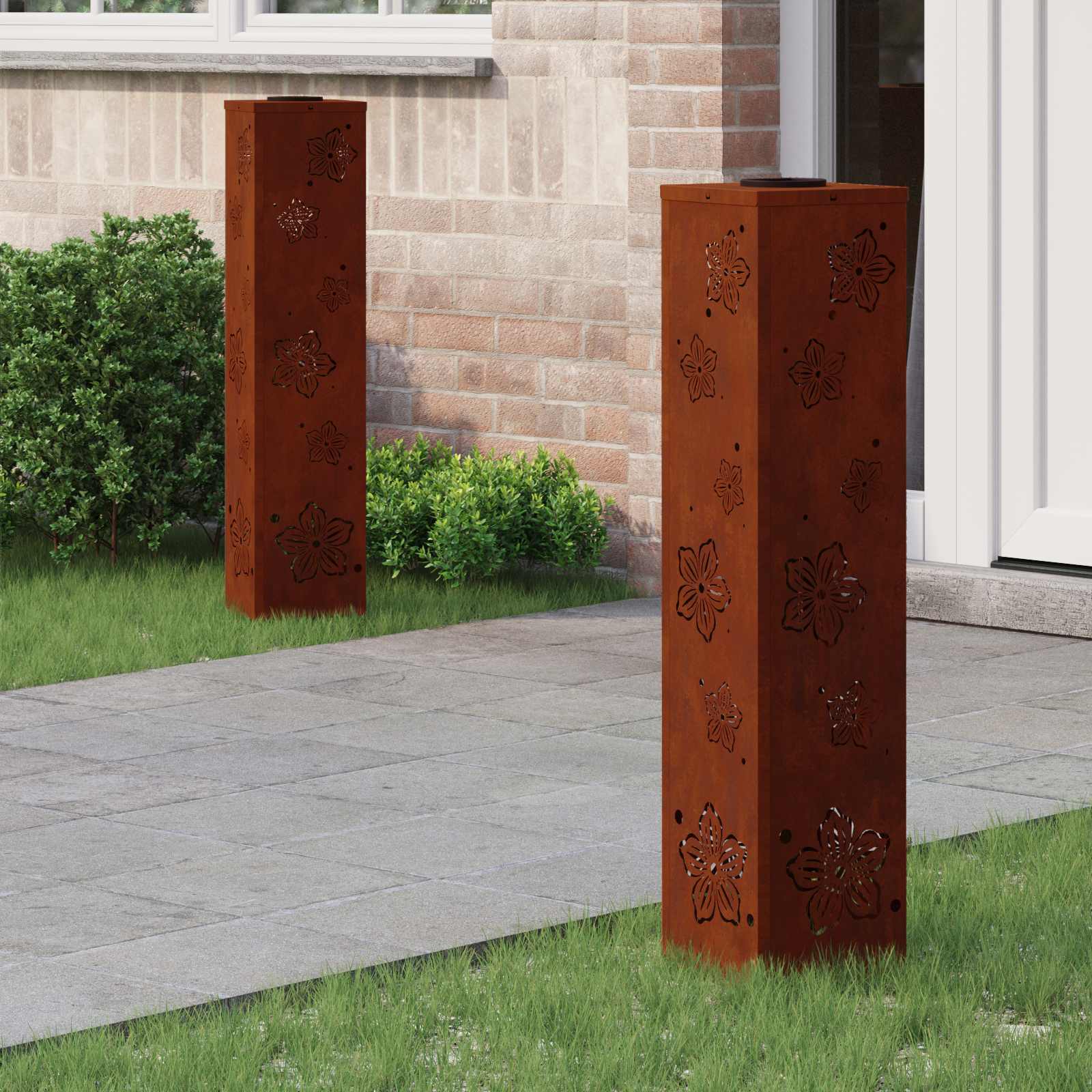 vidaXL Solar LED Pathway Light 2 pcs Warm White 18 x 18 x 80 cm - Sienna - 55875