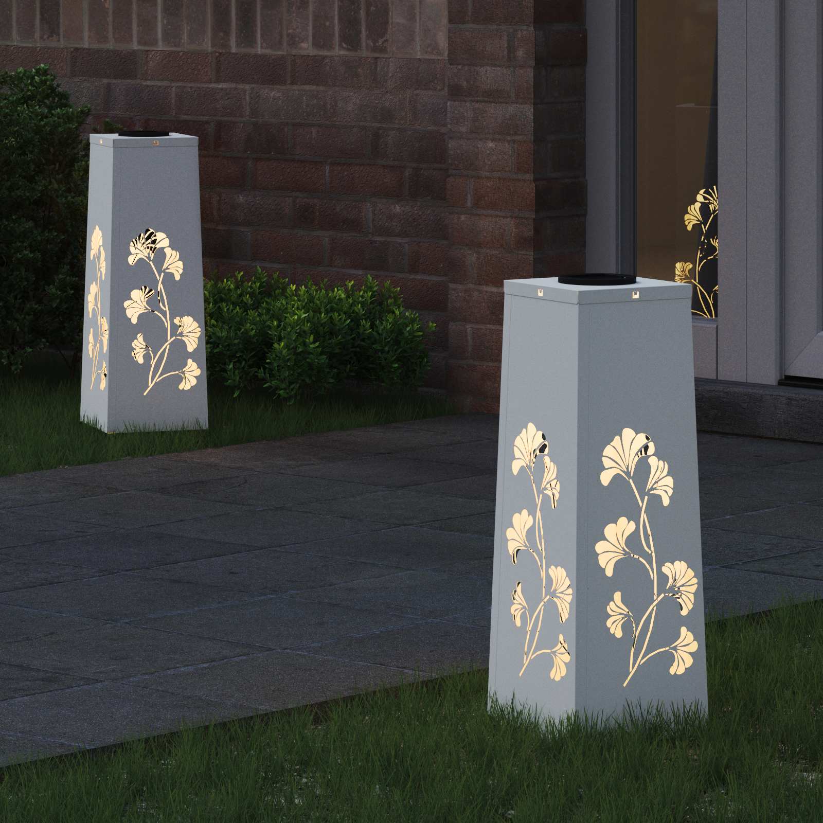 vidaXL Solar LED Pathway Light 2 pcs Warm White 18 x 18 x 50 cm - 55897