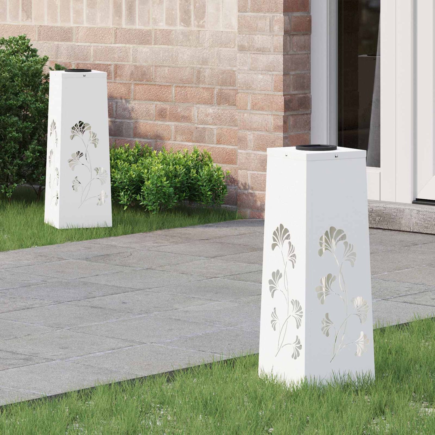 vidaXL Solar LED Pathway Light 2 pcs Warm White 18 x 18 x 50 cm - 55897