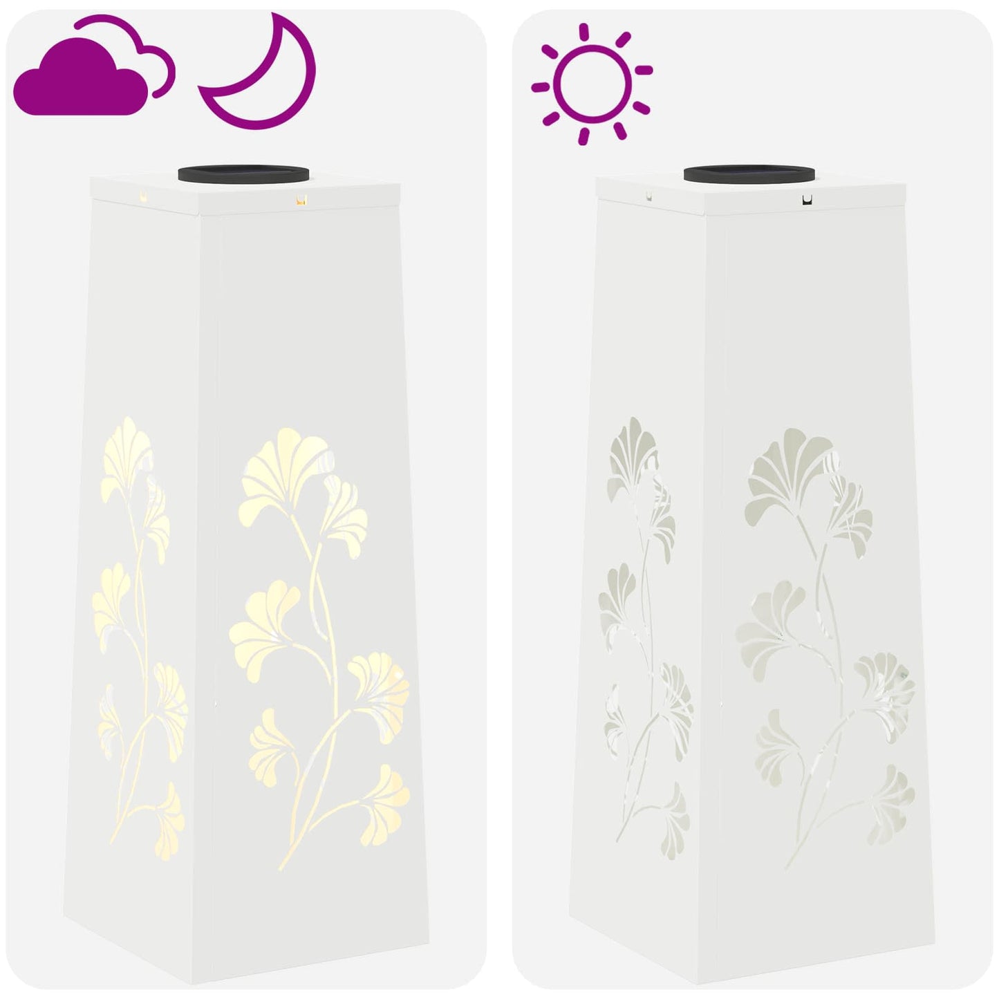 vidaXL Solar LED Pathway Light 2 pcs Warm White 18 x 18 x 50 cm - 55897