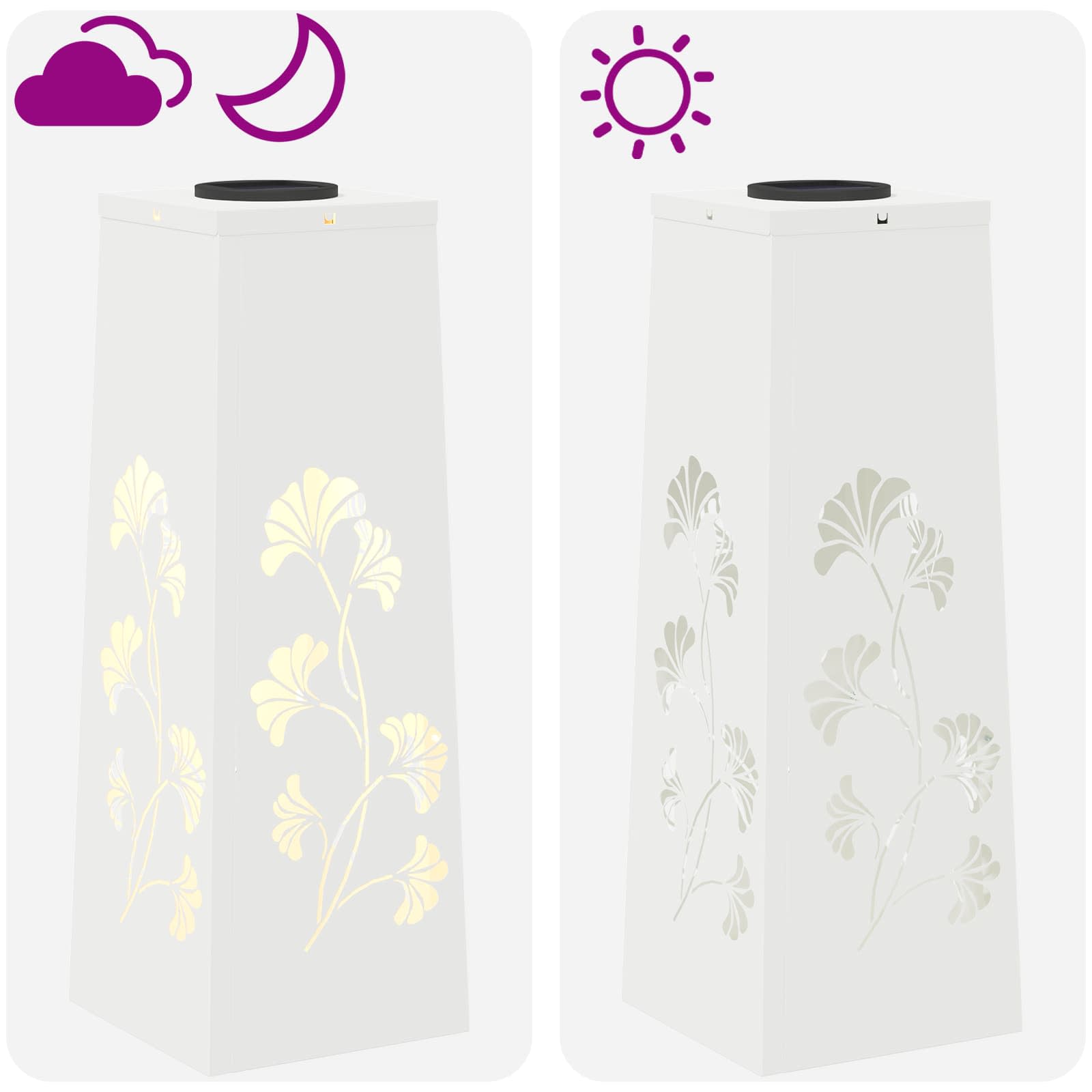 vidaXL Solar LED Pathway Light 2 pcs Warm White 18 x 18 x 50 cm - 55897