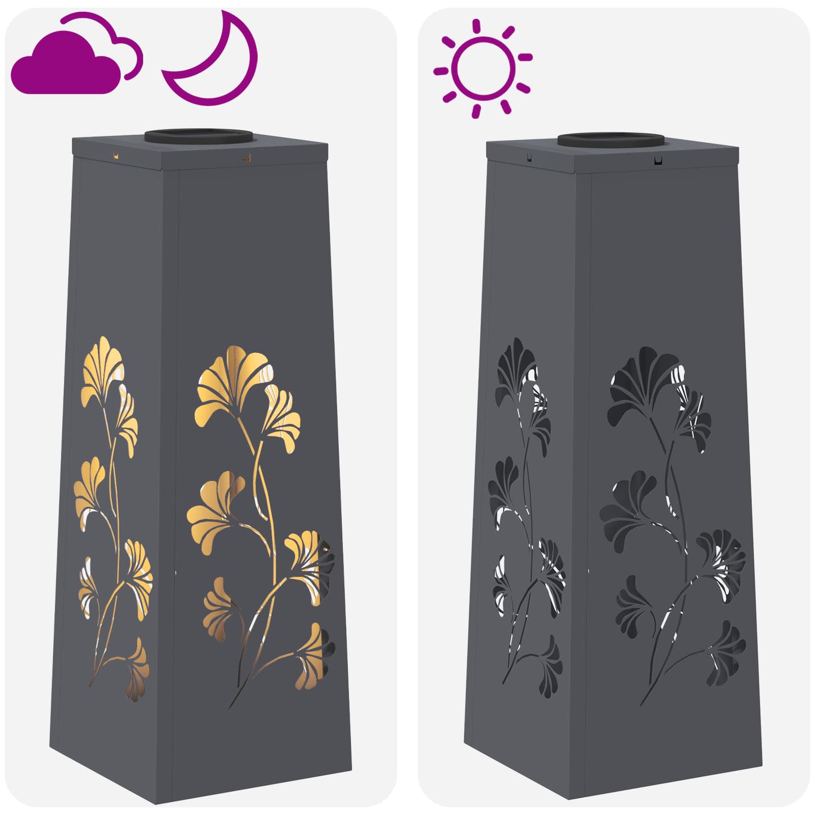 vidaXL Solar LED Pathway Light 2 pcs Warm White 18 x 18 x 50 cm - Anthracite - 55898