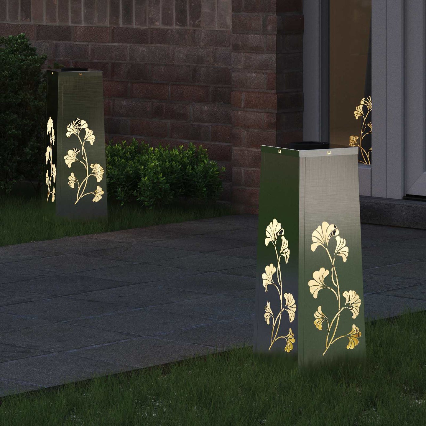vidaXL Solar LED Pathway Light 2 pcs Warm White 18 x 18 x 50 cm - Silver - 55911