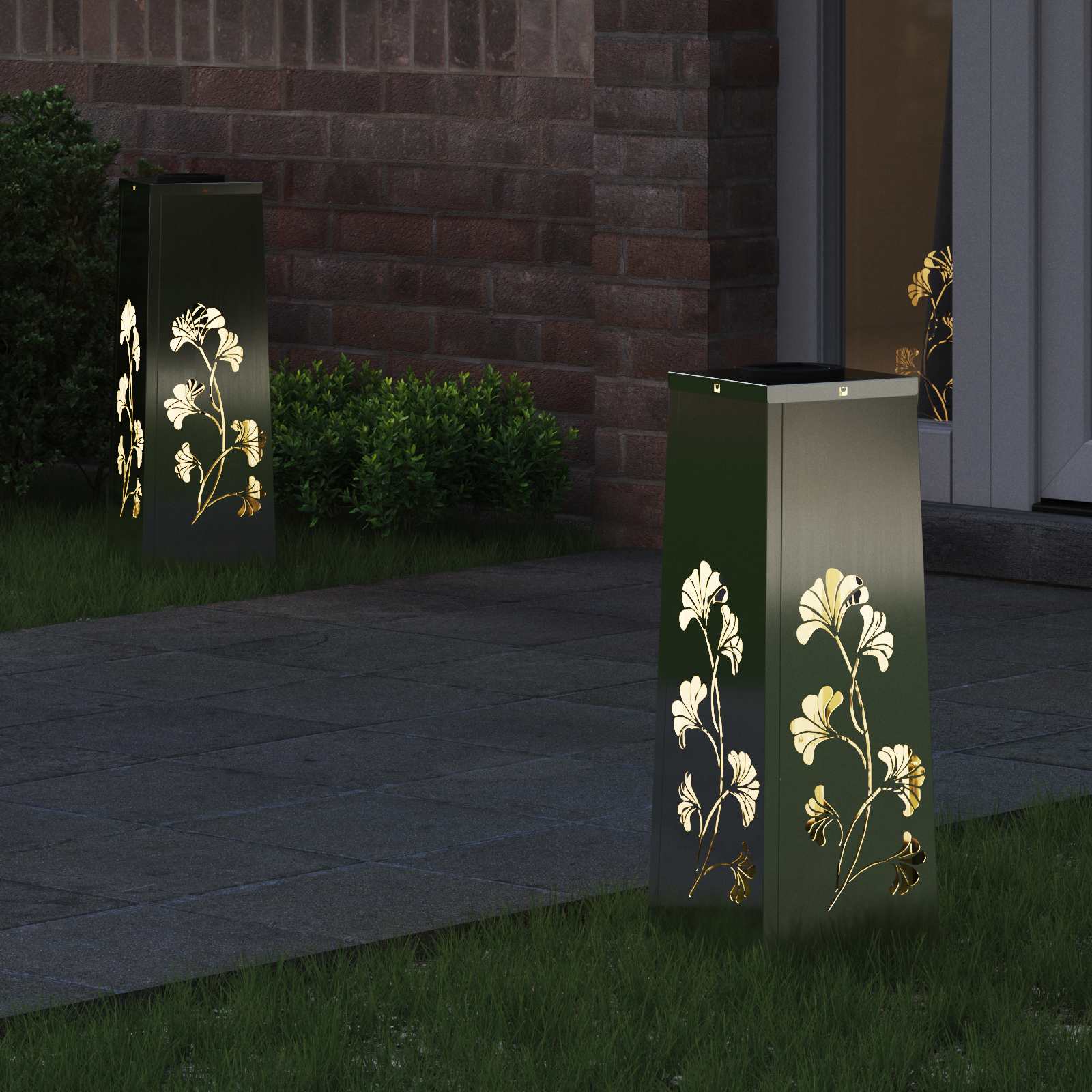 vidaXL Solar LED Pathway Light 2 pcs Warm White 18 x 18 x 50 cm - Silver - 55912