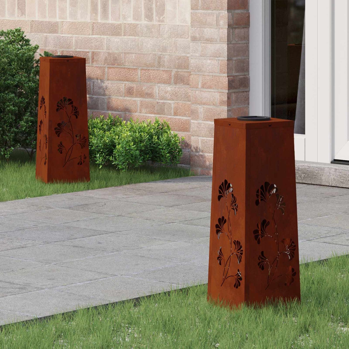 vidaXL Solar LED Pathway Light 2 pcs Warm White 18 x 18 x 50 cm - Brown - 55914