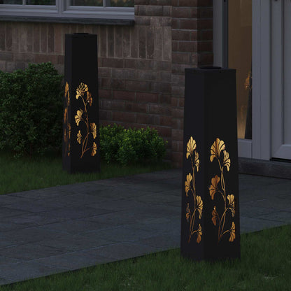 vidaXL Solar LED Pathway Light 2 pcs Warm White 18 x 18 x 80 cm - Black - 55923