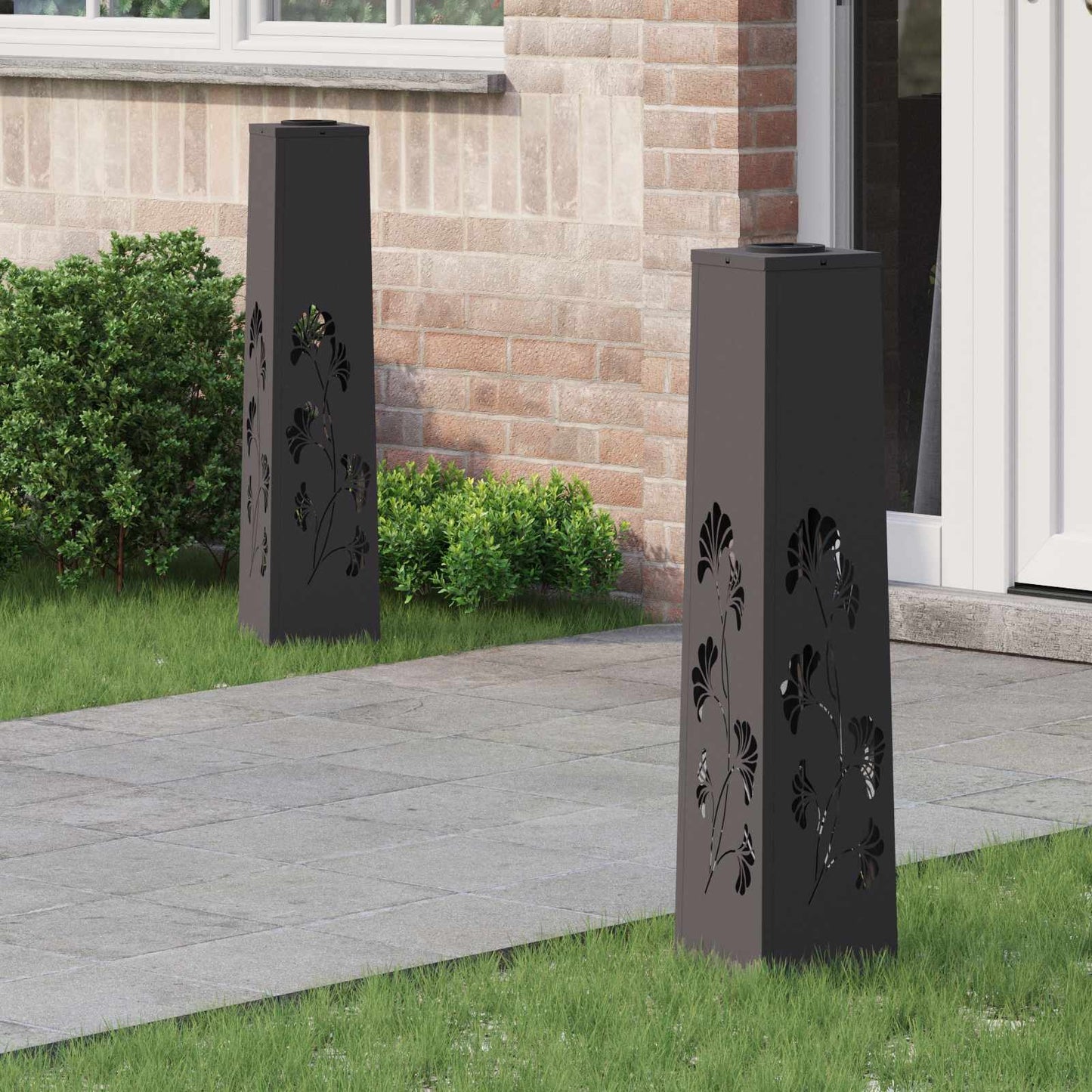 vidaXL Solar LED Pathway Light 2 pcs Warm White 18 x 18 x 80 cm - Black - 55923