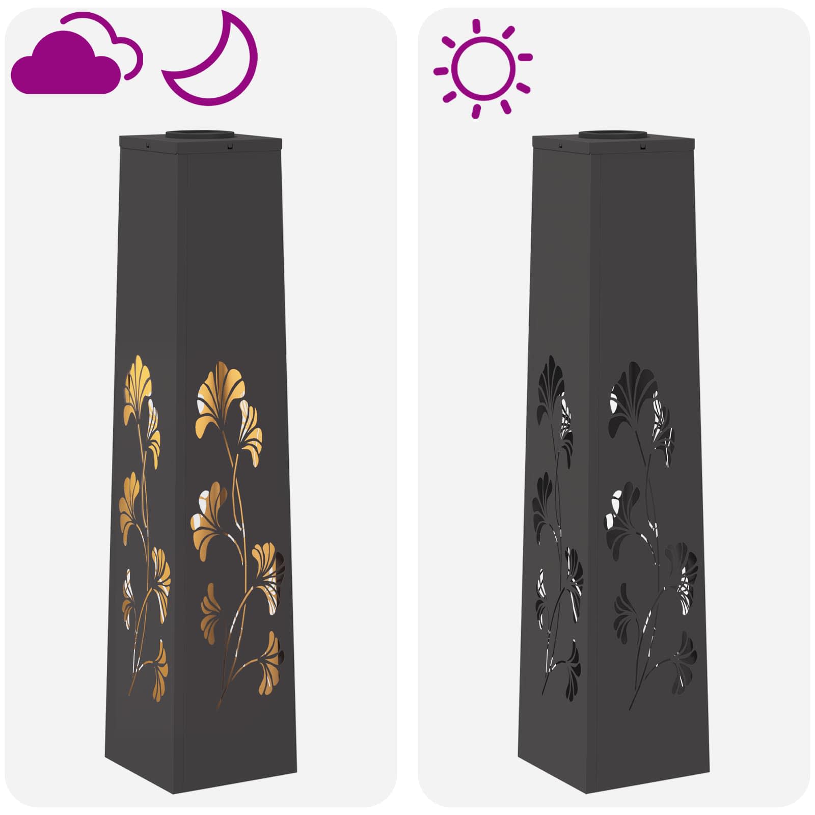 vidaXL Solar LED Pathway Light 2 pcs Warm White 18 x 18 x 80 cm - Black - 55923