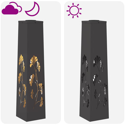 vidaXL Solar LED Pathway Light 2 pcs Warm White 18 x 18 x 80 cm - Black - 55923