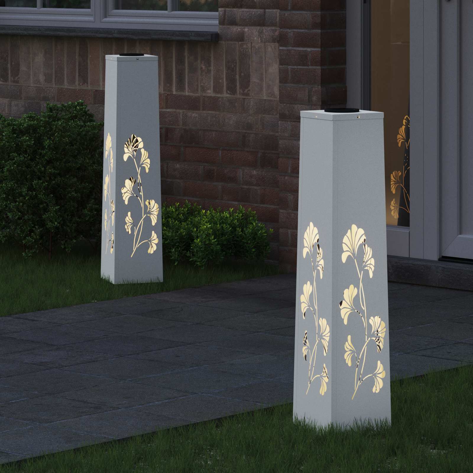 vidaXL Solar LED Pathway Light 2 pcs Warm White 18 x 18 x 80 cm - 55936