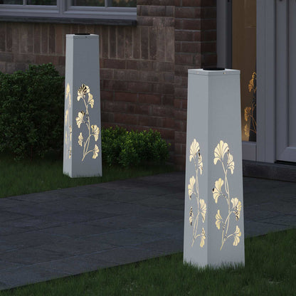 vidaXL Solar LED Pathway Light 2 pcs Warm White 18 x 18 x 80 cm - 55936