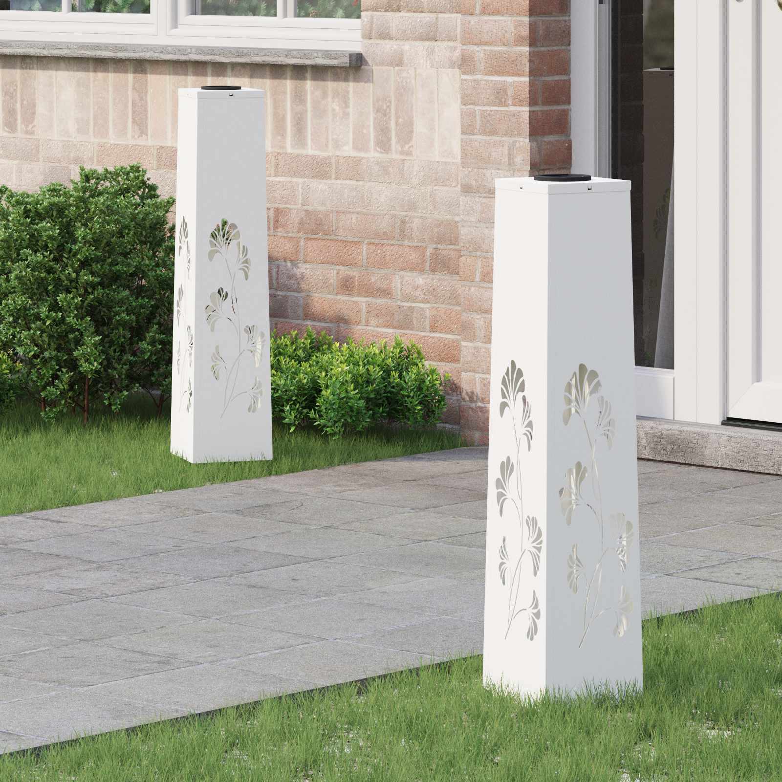 vidaXL Solar LED Pathway Light 2 pcs Warm White 18 x 18 x 80 cm - 55936
