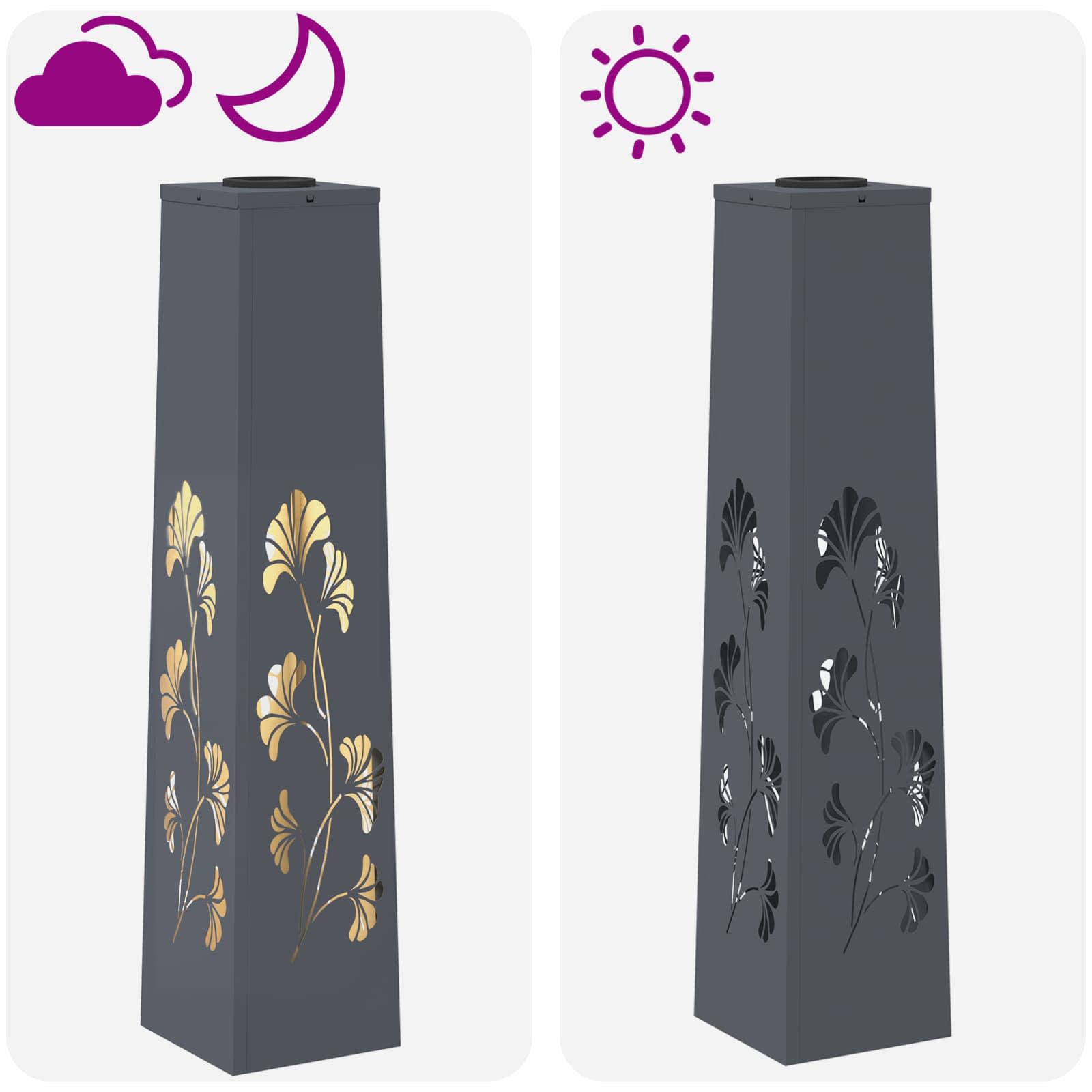 vidaXL Solar LED Pathway Light 2 pcs Warm White 18 x 18 x 80 cm - Anthracite - 55940