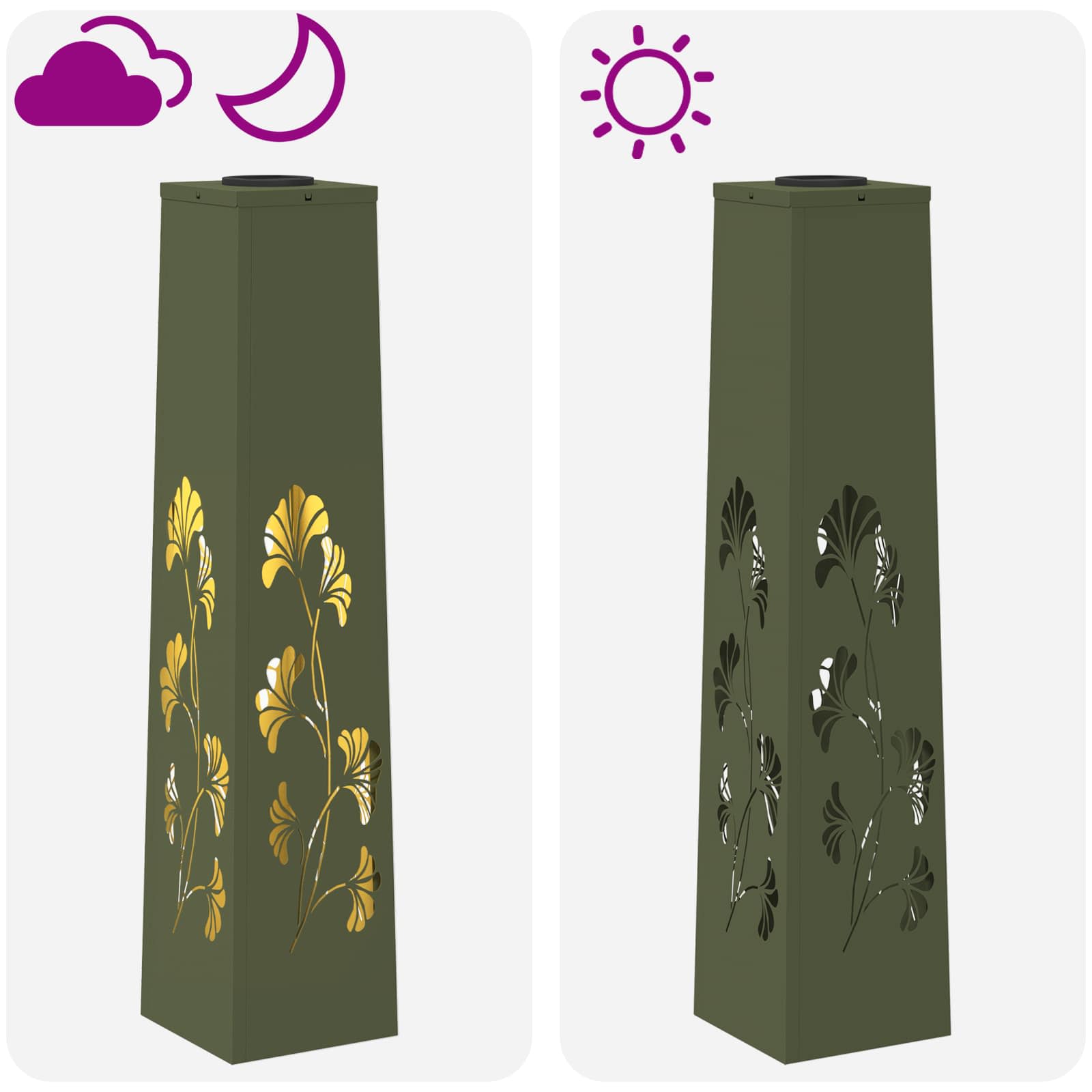 vidaXL Solar LED Pathway Light 2 pcs Warm White 18 x 18 x 80 cm - Green - 55953
